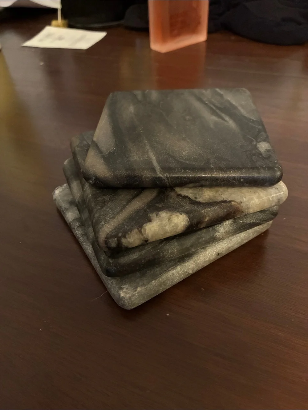 Marble Stone Coaster Set - Gray & White Veining